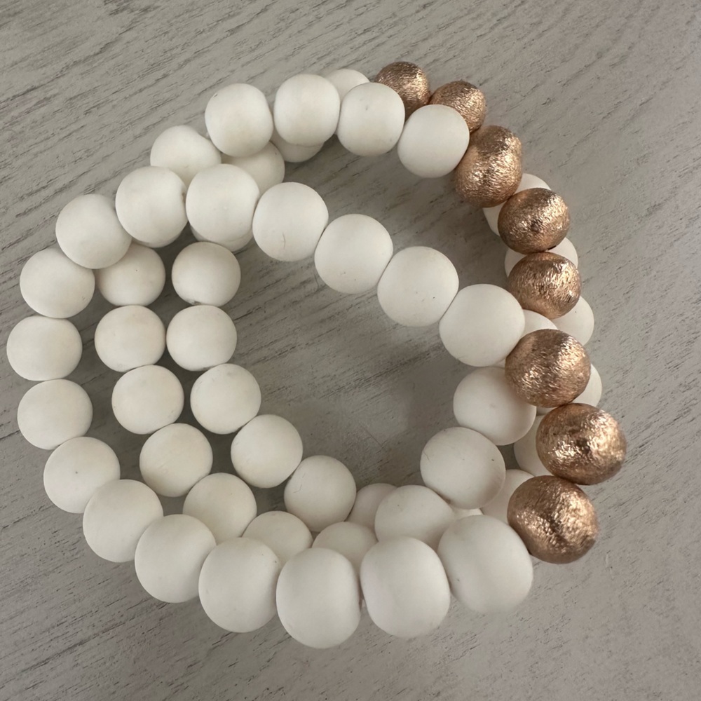 White & gold bracelet stack